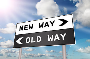 Home. new way & old way sign